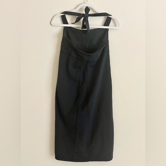 Athleta Black Halter Midi Dress Size M Sporty Tie Back Athleisure - Picture 5 of 11